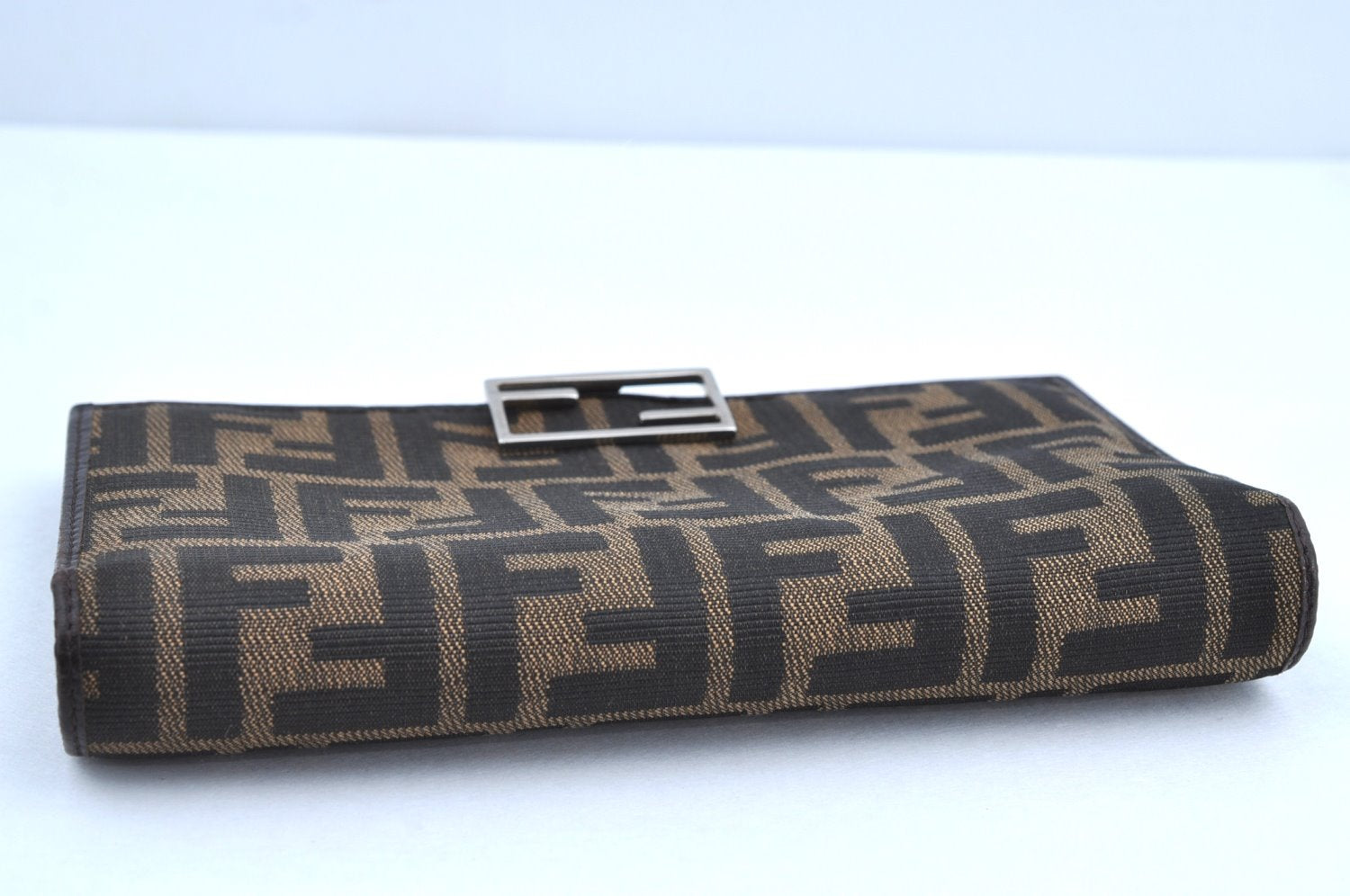 Authentic FENDI Zucca Wallet Canvas Leather Brown 4914H