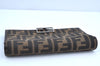 Authentic FENDI Zucca Wallet Canvas Leather Brown 4914H