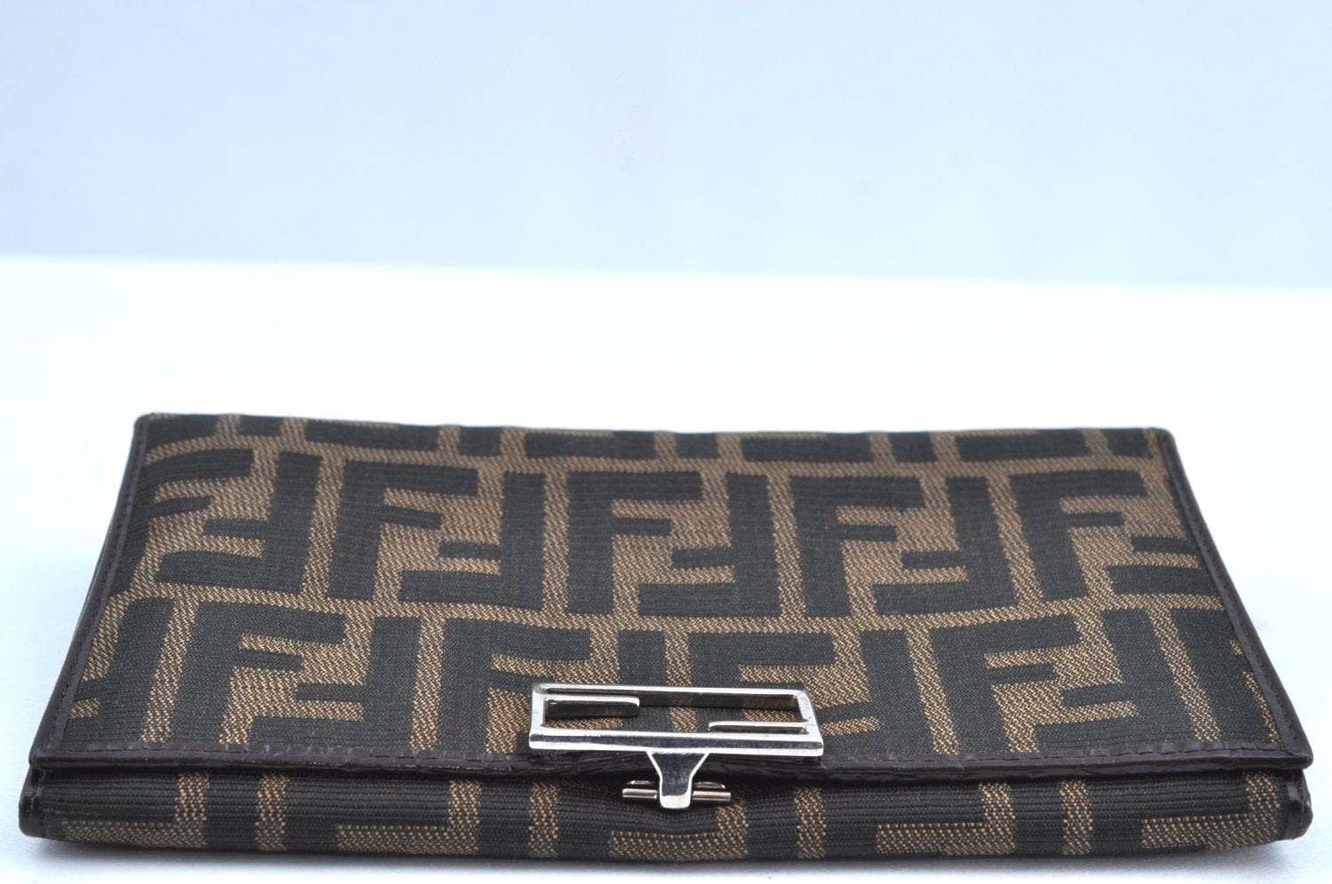 Authentic FENDI Zucca Wallet Canvas Leather Brown 4914H