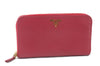 Authentic PRADA Saffiano Leather Round Zipper Long Wallet Purse Pink 4917C