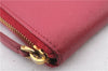 Authentic PRADA Saffiano Leather Round Zipper Long Wallet Purse Pink 4917C