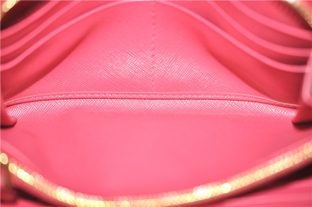 Authentic PRADA Saffiano Leather Round Zipper Long Wallet Purse Pink 4917C