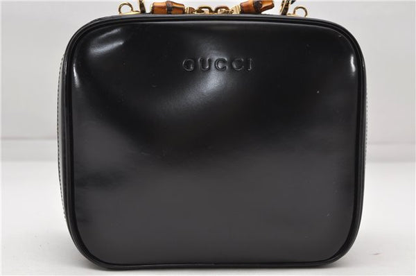 Authentic GUCCI Bamboo 2way Hand Shoulder Bag Leather Black Junk 4918D