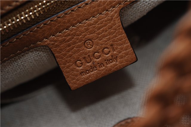 Authentic GUCCI Marrakech Vintage Shoulder Tote Bag Leather 257026 Brown 4920F