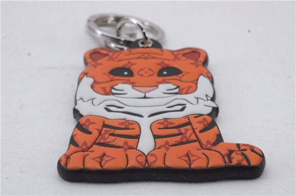 LOUIS VUITTON Monogram Porte Cles Tiger Charm Key Ring Orange M77174 Box 4923C