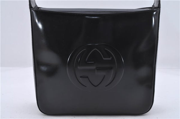 Authentic GUCCI Interlocking G Shoulder Hand Bag Purse Leather Black 4925D