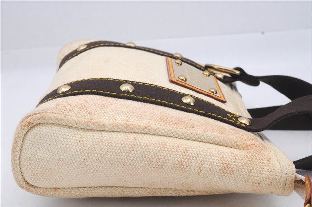 Authentic Louis Vuitton Antigua Cabas PM Hand Bag White Brown M40039 LV 4926D