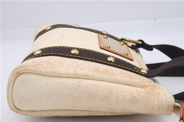 Authentic Louis Vuitton Antigua Cabas PM Hand Bag White Brown M40039 LV 4926D