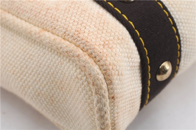 Authentic Louis Vuitton Antigua Cabas PM Hand Bag White Brown M40039 LV 4926D