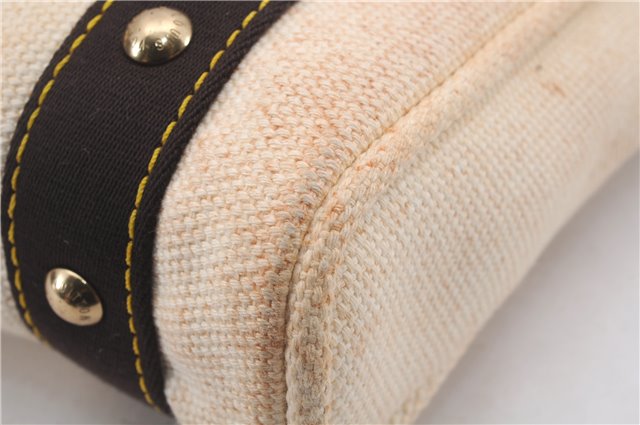 Authentic Louis Vuitton Antigua Cabas PM Hand Bag White Brown M40039 LV 4926D