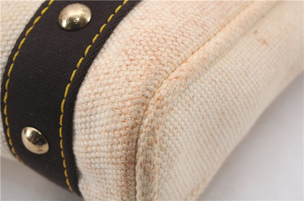 Authentic Louis Vuitton Antigua Cabas PM Hand Bag White Brown M40039 LV 4926D