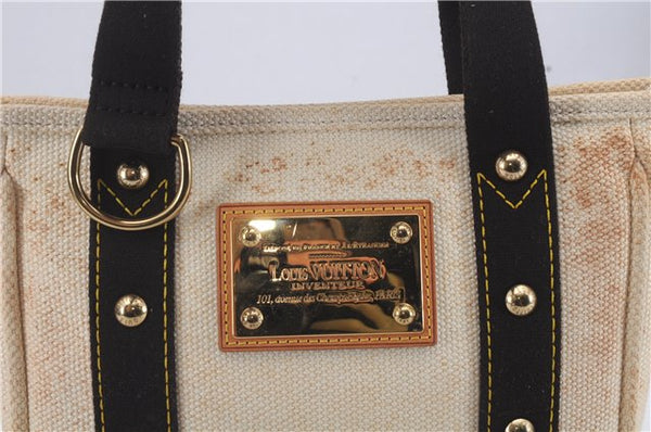 Authentic Louis Vuitton Antigua Cabas PM Hand Bag White Brown M40039 LV 4926D