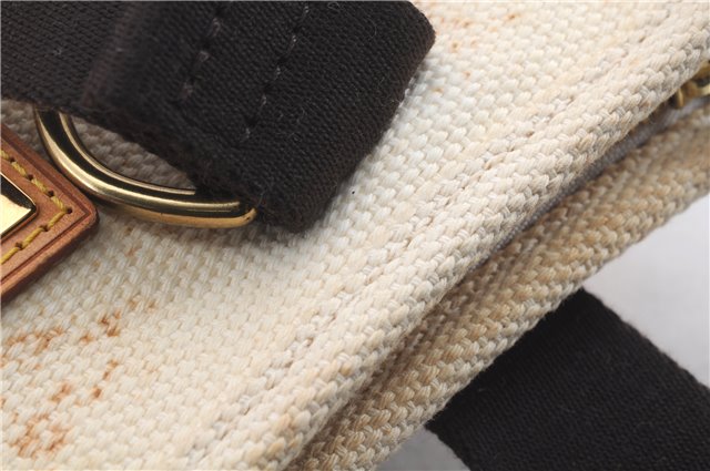 Authentic Louis Vuitton Antigua Cabas PM Hand Bag White Brown M40039 LV 4926D