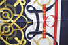 Authentic HERMES Carre 90 Scarf "EPERON D'OR" Silk Navy 4927E