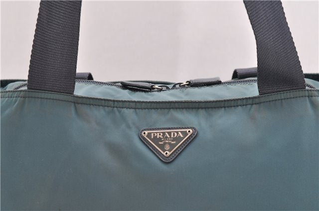 Authentic PRADA Nylon Leather Shoulder Tote Bag Blue 4928D