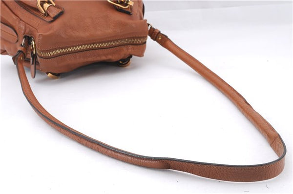 Authentic Chloe Paraty Small 2Way Shoulder Hand Bag Purse Leather Brown 4928E