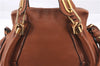 Authentic Chloe Paraty Small 2Way Shoulder Hand Bag Purse Leather Brown 4928E