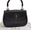 Authentic GUCCI Vintage Bamboo Hand Bag Purse Leather Black 4929I