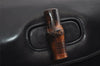 Authentic GUCCI Vintage Bamboo Hand Bag Purse Leather Black 4929I