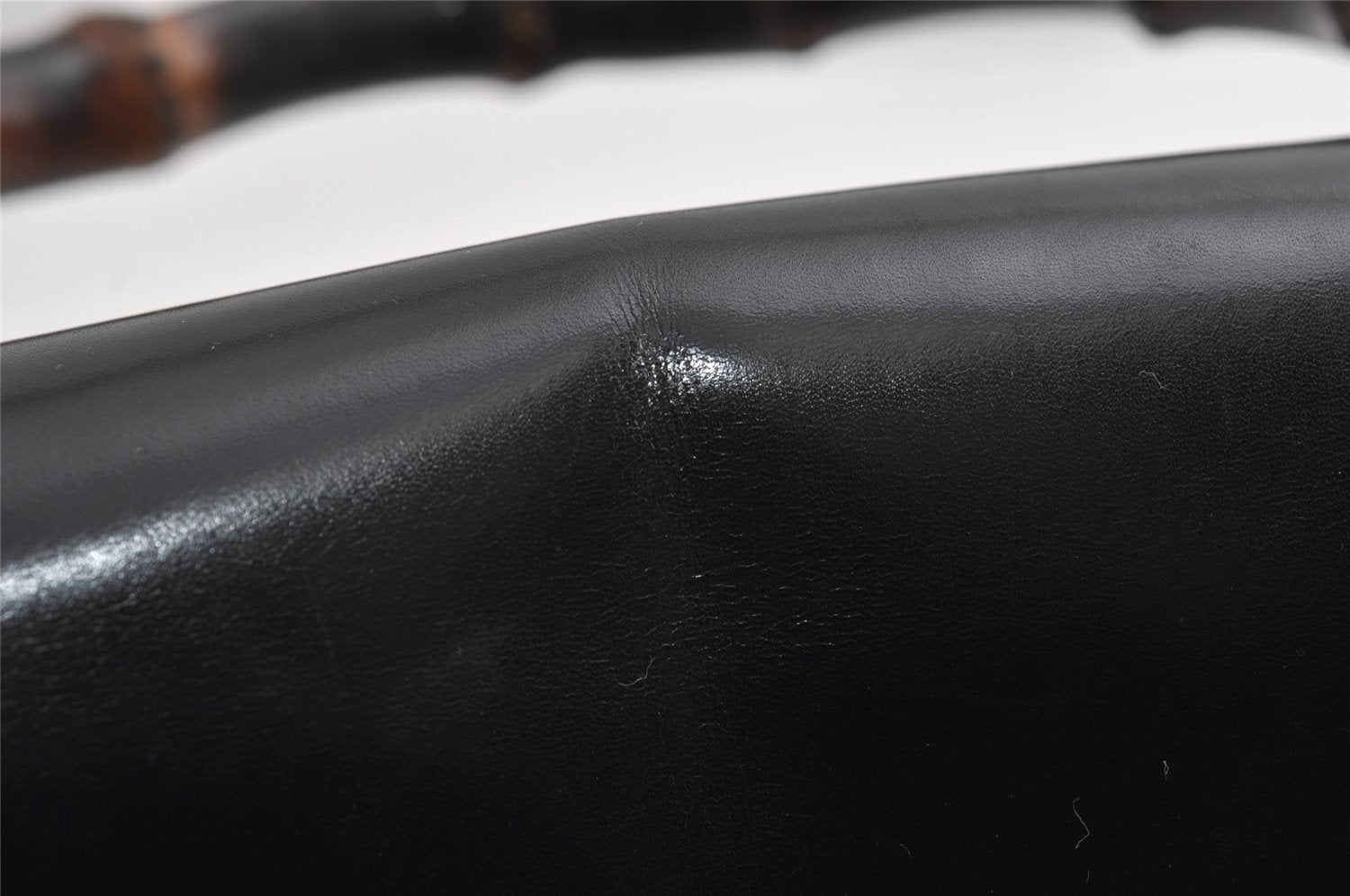 Authentic GUCCI Vintage Bamboo Hand Bag Purse Leather Black 4929I