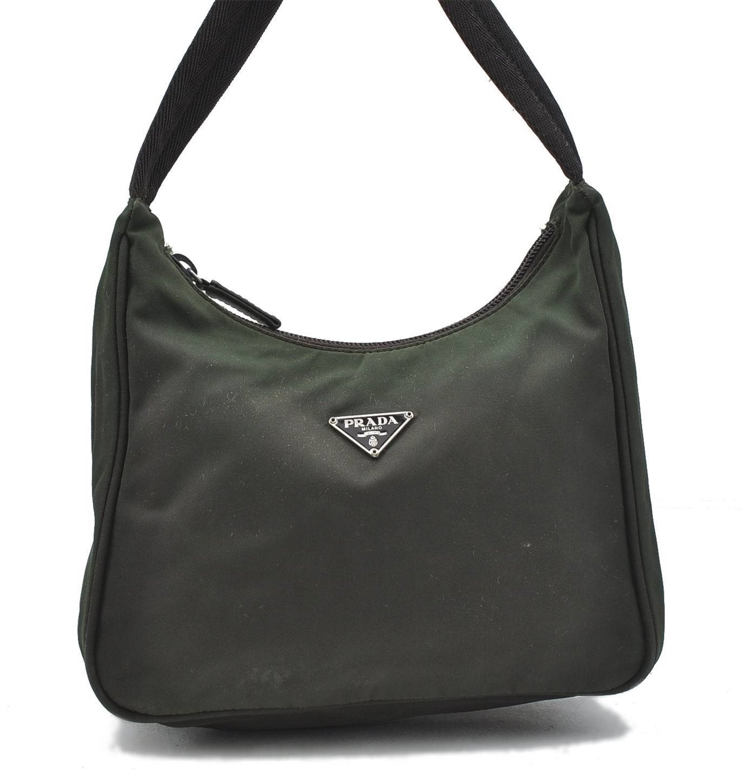 Authentic PRADA Nylon Hand Bag Purse Khaki Green 4932D