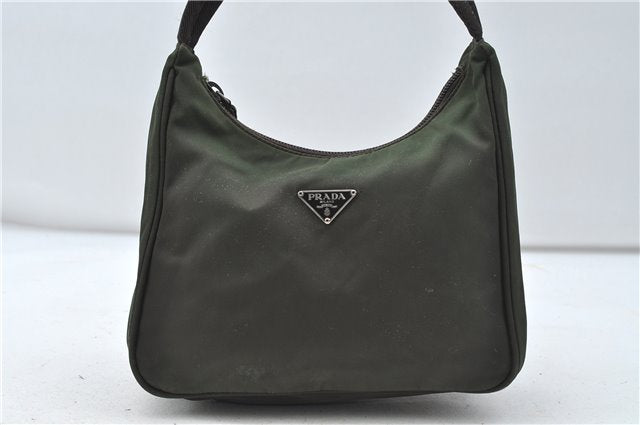 Authentic PRADA Nylon Hand Bag Purse Khaki Green 4932D