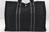 Authentic HERMES Fourre Tout MM Hand Tote Bag Purse Canvas Black 4938E