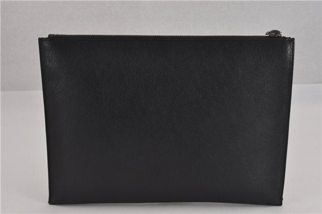 Authentic SAINT LAURENT Star Motif Clutch Hand Bag Leather 397295 Black 4938F