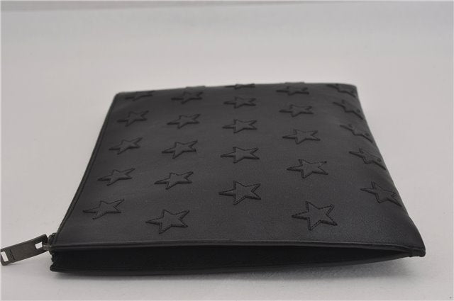 Authentic SAINT LAURENT Star Motif Clutch Hand Bag Leather 397295 Black 4938F