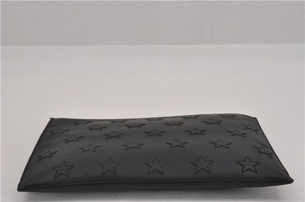 Authentic SAINT LAURENT Star Motif Clutch Hand Bag Leather 397295 Black 4938F