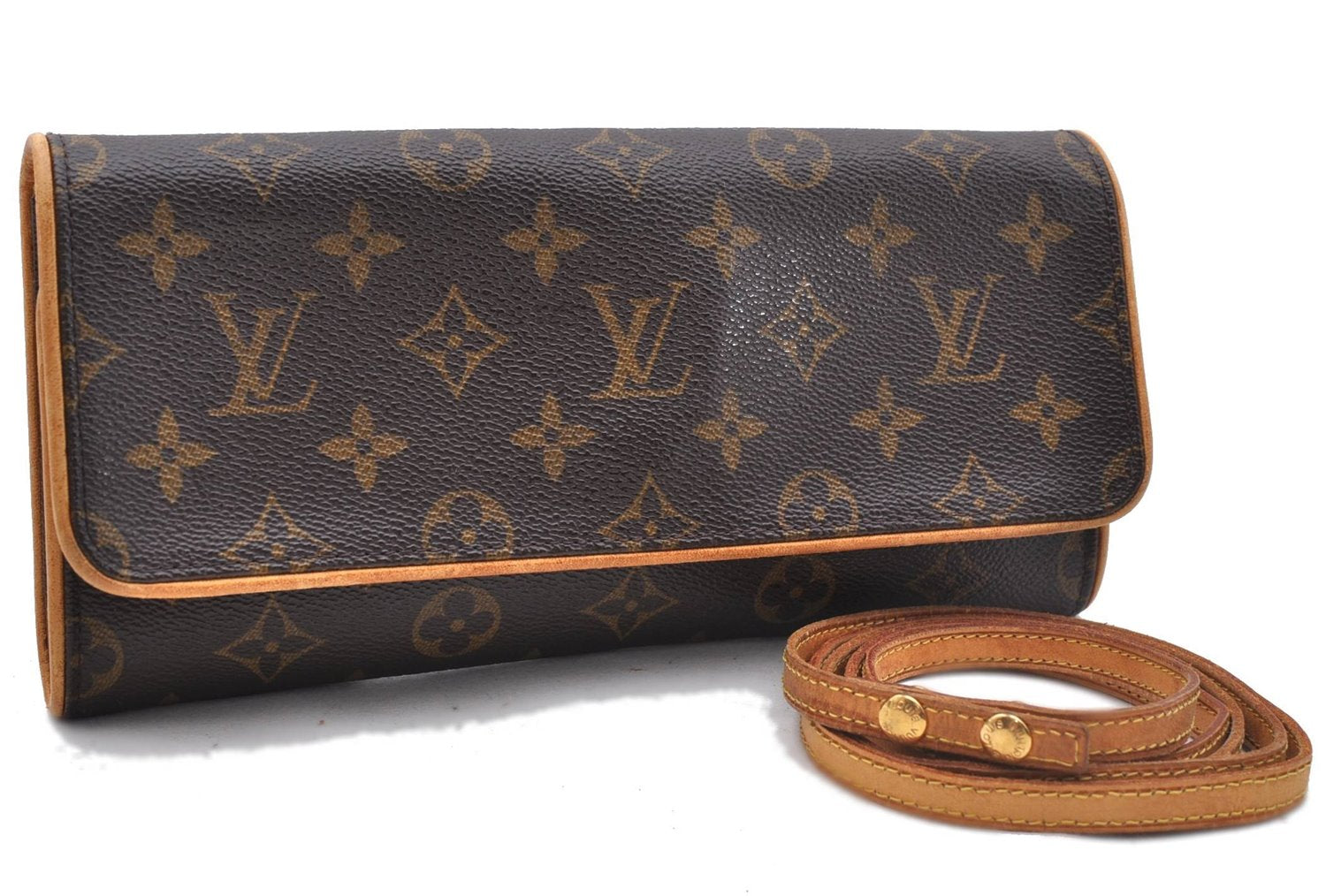 Authentic Louis Vuitton Monogram Pochette Twin GM Shoulder Bag M51852 LV 4941D
