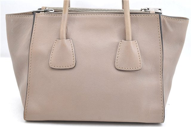 Authentic PRADA GLACE CALF Leather 2Way Shoulder Hand Bag B2625M Beige 4945F