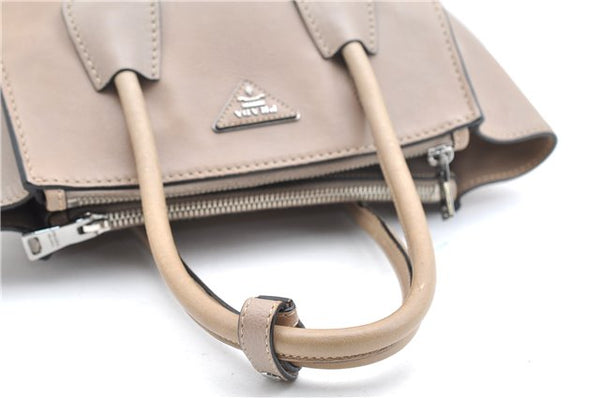 Authentic PRADA GLACE CALF Leather 2Way Shoulder Hand Bag B2625M Beige 4945F