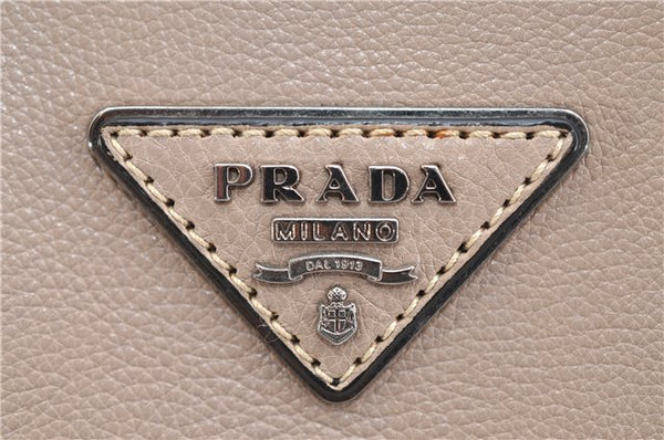 Authentic PRADA GLACE CALF Leather 2Way Shoulder Hand Bag B2625M Beige 4945F