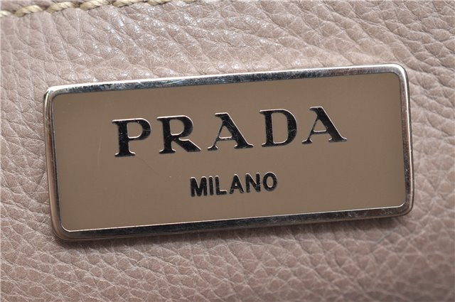 Authentic PRADA GLACE CALF Leather 2Way Shoulder Hand Bag B2625M Beige 4945F