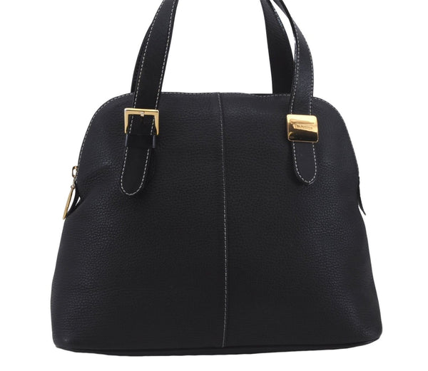 Authentic Burberrys Vintage Leather Shoulder Hand Bag Purse Black 4951D