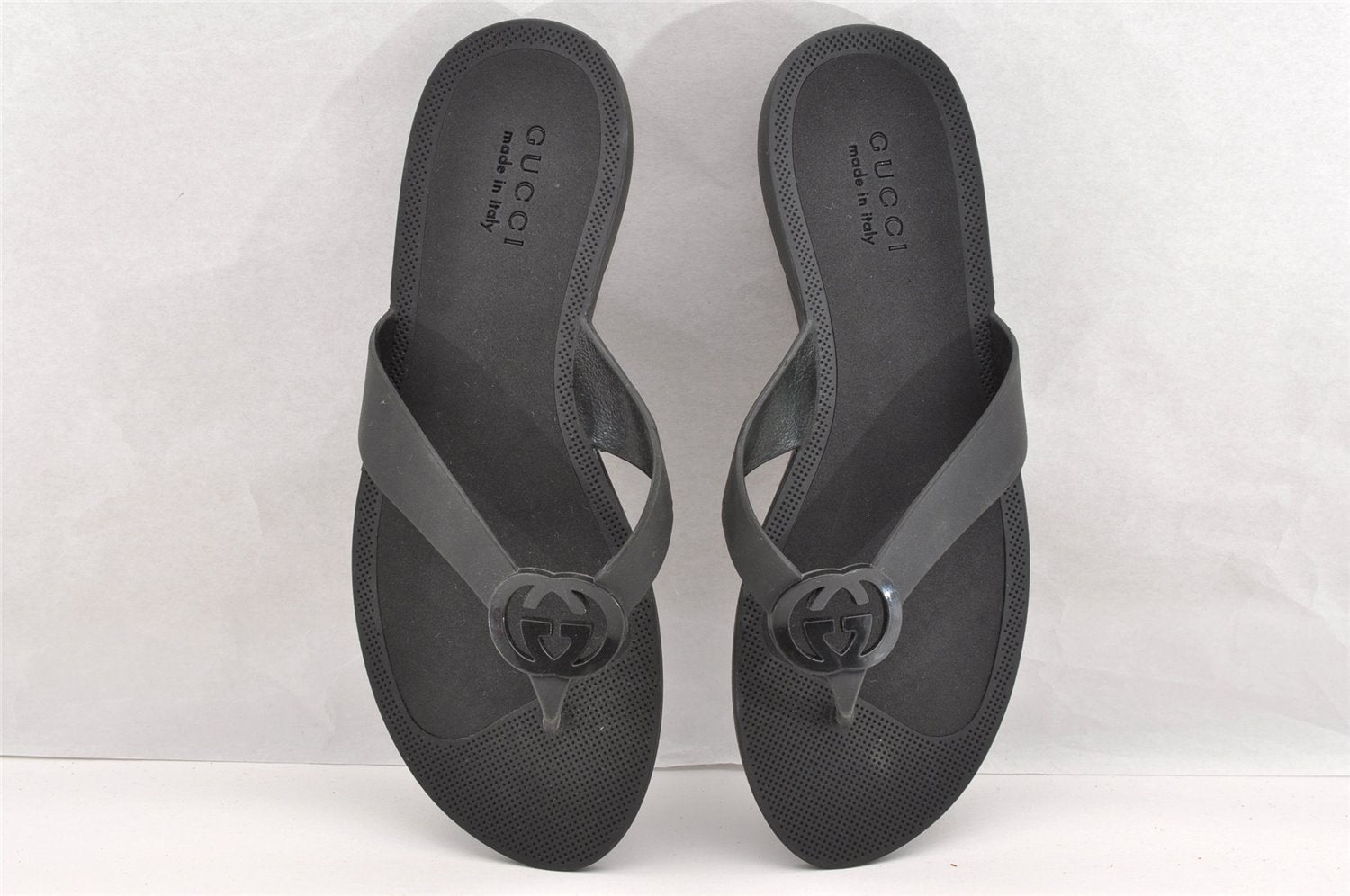 Authentic GUCCI Vintage Flip Flops Sandals Rubber Size US Size 9 Black 4952I