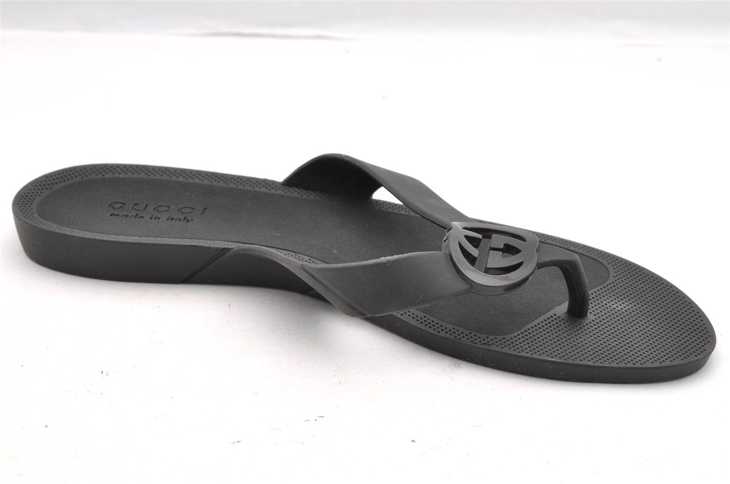 Authentic GUCCI Vintage Flip Flops Sandals Rubber Size US Size 9 Black 4952I