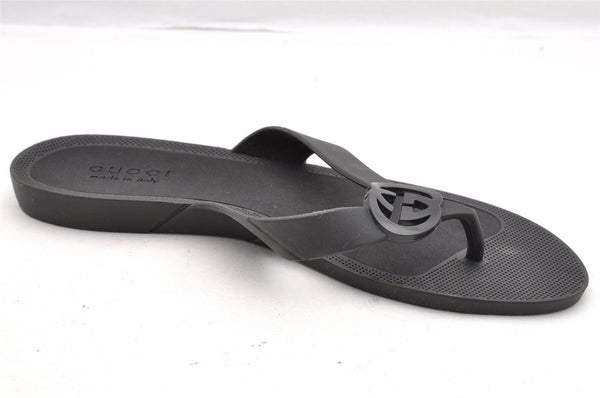 Authentic GUCCI Vintage Flip Flops Sandals Rubber Size US Size 9 Black 4952I