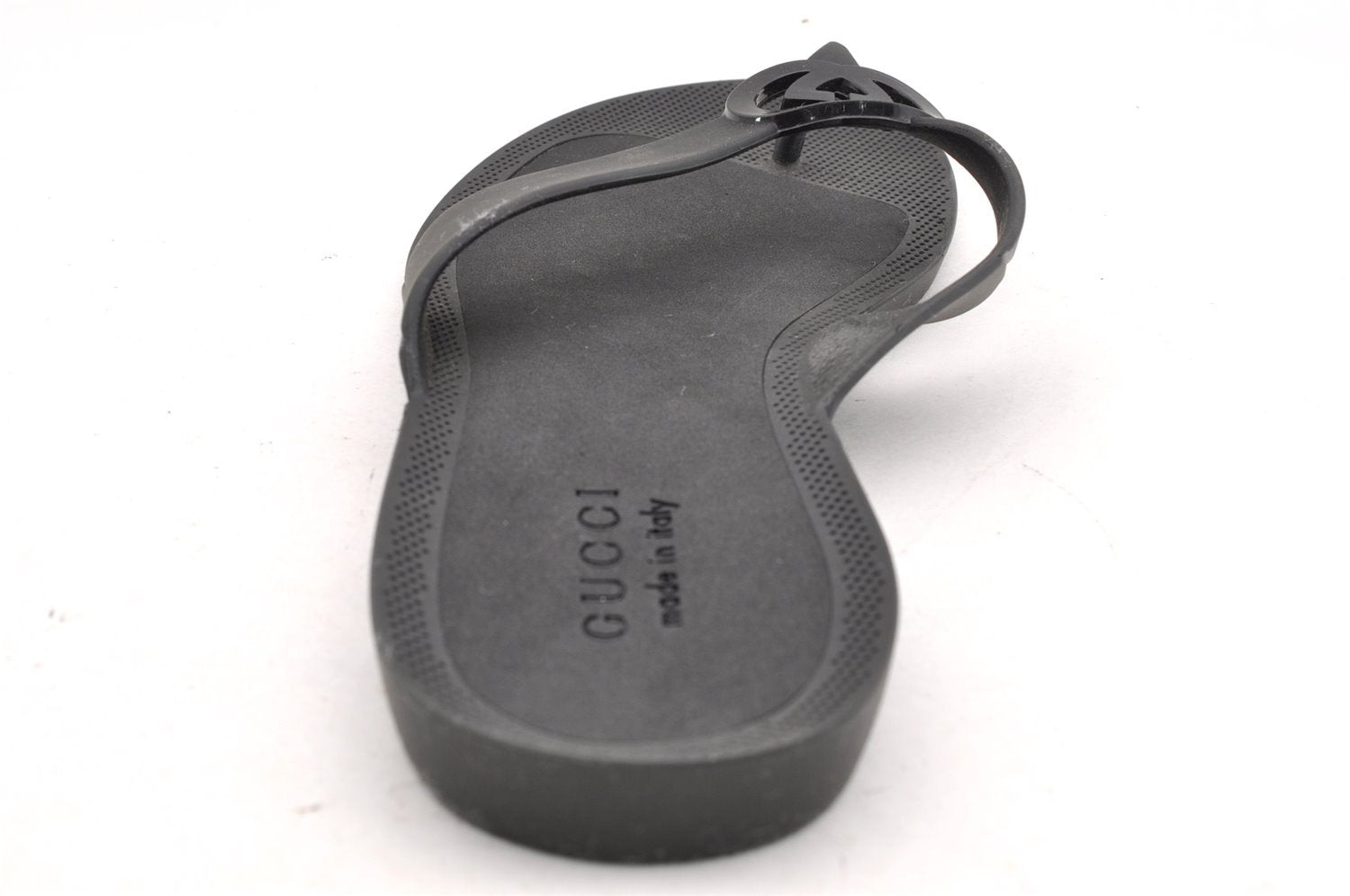 Authentic GUCCI Vintage Flip Flops Sandals Rubber Size US Size 9 Black 4952I