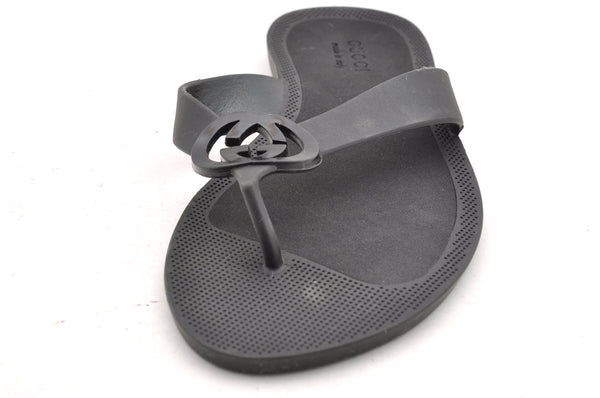 Authentic GUCCI Vintage Flip Flops Sandals Rubber Size US Size 9 Black 4952I