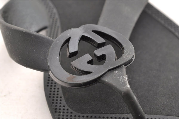 Authentic GUCCI Vintage Flip Flops Sandals Rubber Size US Size 9 Black 4952I