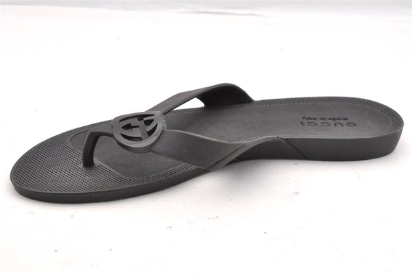 Authentic GUCCI Vintage Flip Flops Sandals Rubber Size US Size 9 Black 4952I