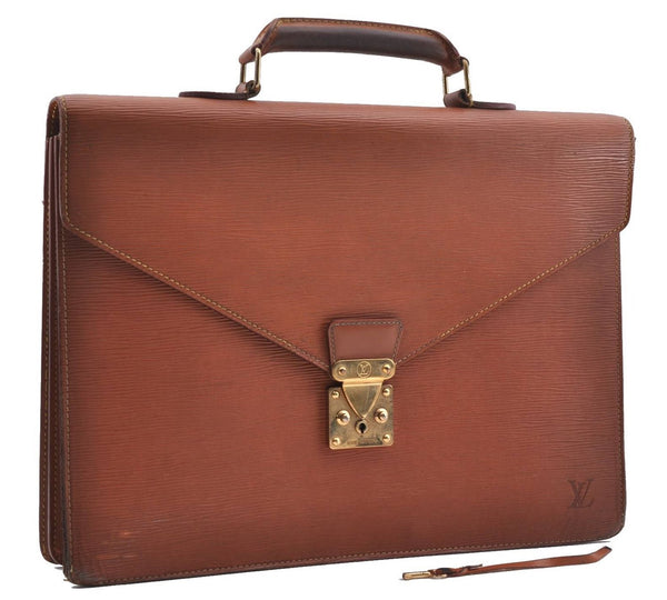 Authentic LOUIS VUITTON Epi Serviette Conseiller Brown Briefcase M54428 LV 4953C