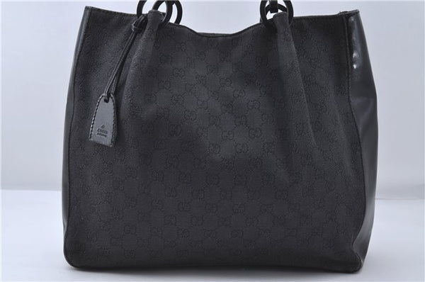 Authentic GUCCI Shoulder Tote Bag GG Canvas Leather 101920 Black 4954D