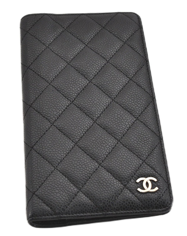 Authentic CHANEL Caviar Skin Matelasse Agenda Notebook Cover CC Logo Black 4961F