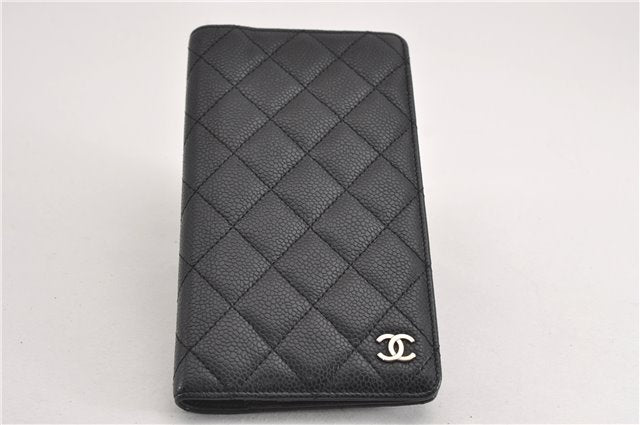 Authentic CHANEL Caviar Skin Matelasse Agenda Notebook Cover CC Logo Black 4961F