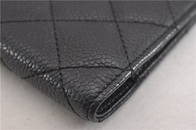 Authentic CHANEL Caviar Skin Matelasse Agenda Notebook Cover CC Logo Black 4961F