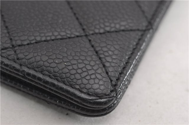 Authentic CHANEL Caviar Skin Matelasse Agenda Notebook Cover CC Logo Black 4961F