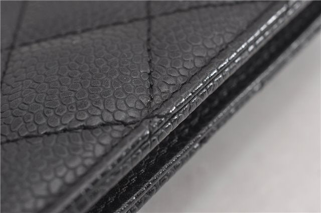 Authentic CHANEL Caviar Skin Matelasse Agenda Notebook Cover CC Logo Black 4961F